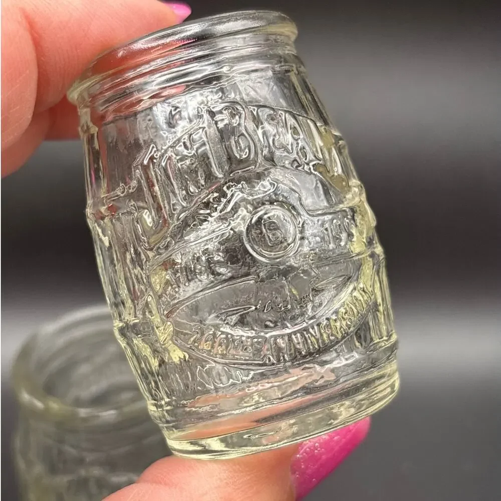 Jim Beam Barrel Shaped Toothpick Holder - Shot Glass 200th ANNIVERSARY 1795-1995